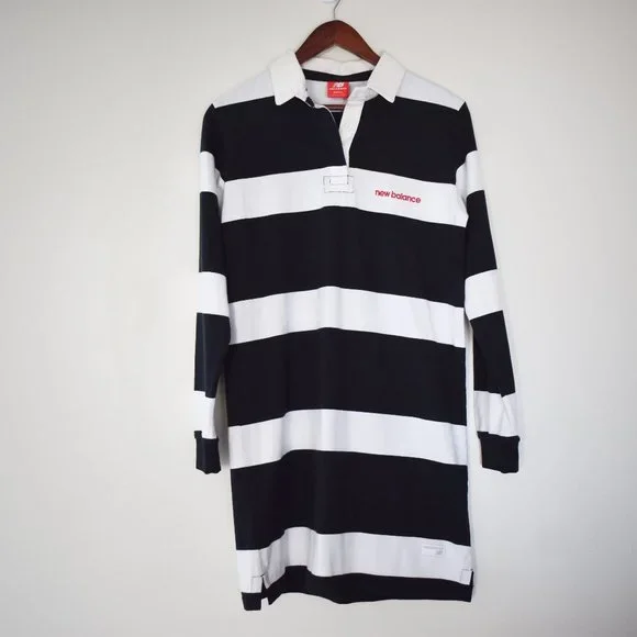 New Balance NWT referee style black & white striped long sleeve rugby dress